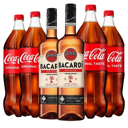 Case of 6 with Bacardi Spiced Rum 70cl and Coca-Cola Mixer Set